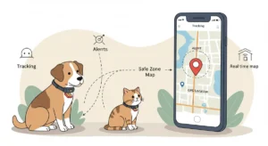 Dog wearing GPS tracker collar