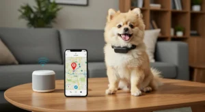 pet fitness tracker collar showing daily steps