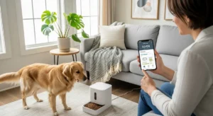 Pet Tech smart feeding system controlled through smartphone app