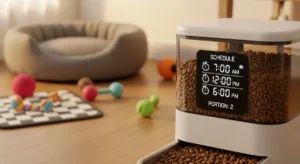 Digital timed pet feeder with automatic meal schedule – Pet Tech convenience.