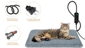 INVENHO orthopedic heated cat bed with washable plush cover for senior cats