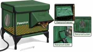 JLSAME weatherproof heated cat house with chew-resistant cord for feral cats