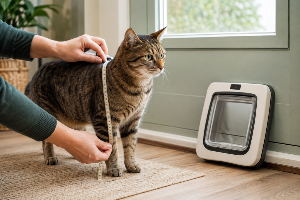 Measuring a cat before choosing a microchip cat door