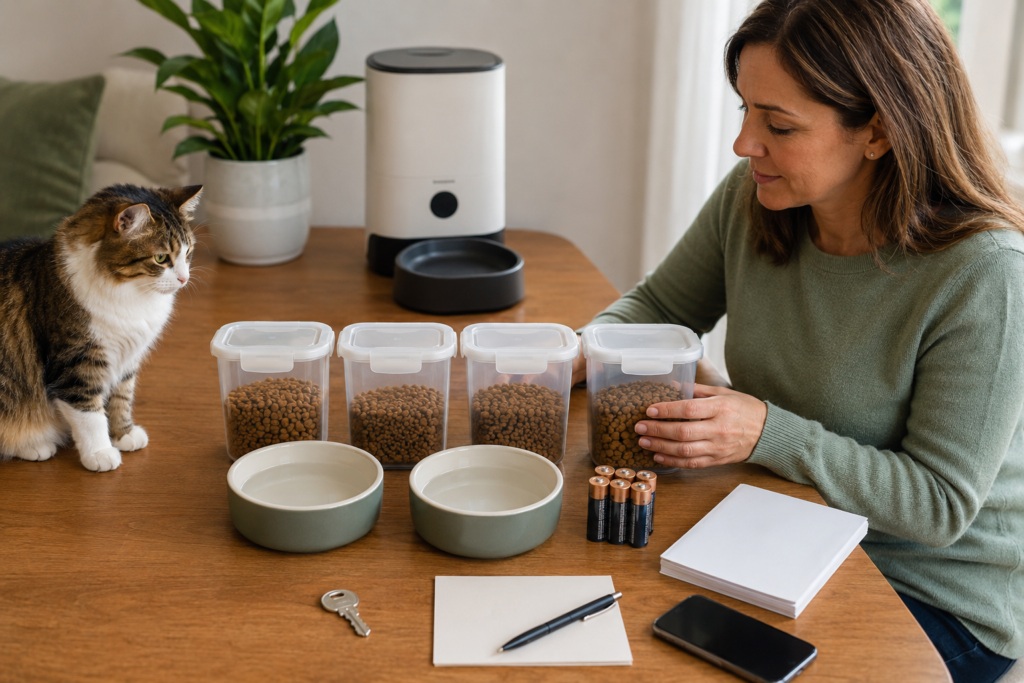 Emergency backup feeding plan for a cat and automatic feeder