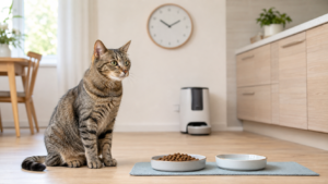 How often should you feed a cat with a consistent daily meal schedule
