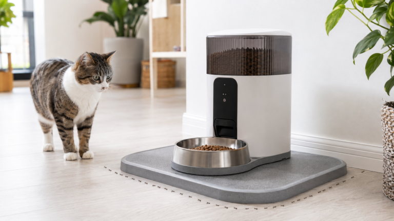 How to keep ants out of an automatic pet feeder using a safe physical barrier