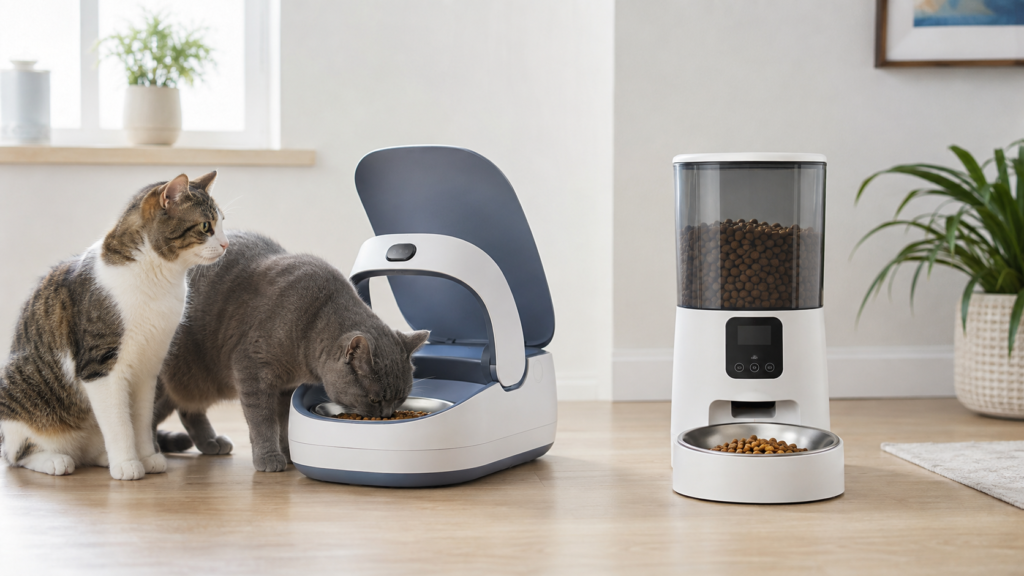 Microchip cat feeder compared with an automatic timed feeder